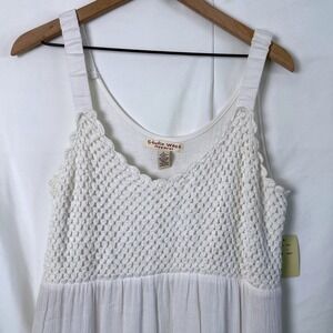 Studio West Womens White Crochet Tiered Maxi Dress Size L Beach Bridal Boho